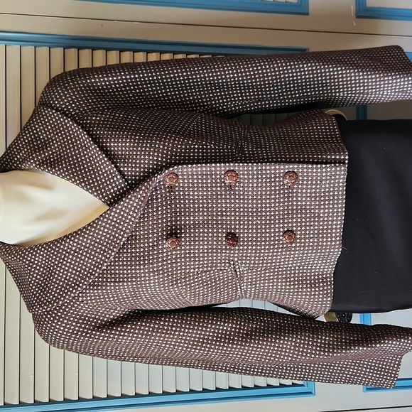 Vintage Liz Claiborne Brown Textured Double-Breasted Blazer - Picture 2 of 15